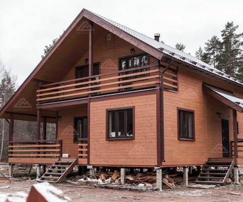 Каркасный дом с террасой и балконом под ключ
